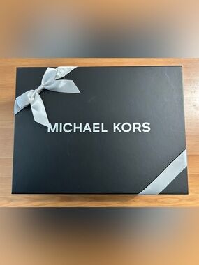 Michael Kors gift box in black with ribbon and tissue paper small size